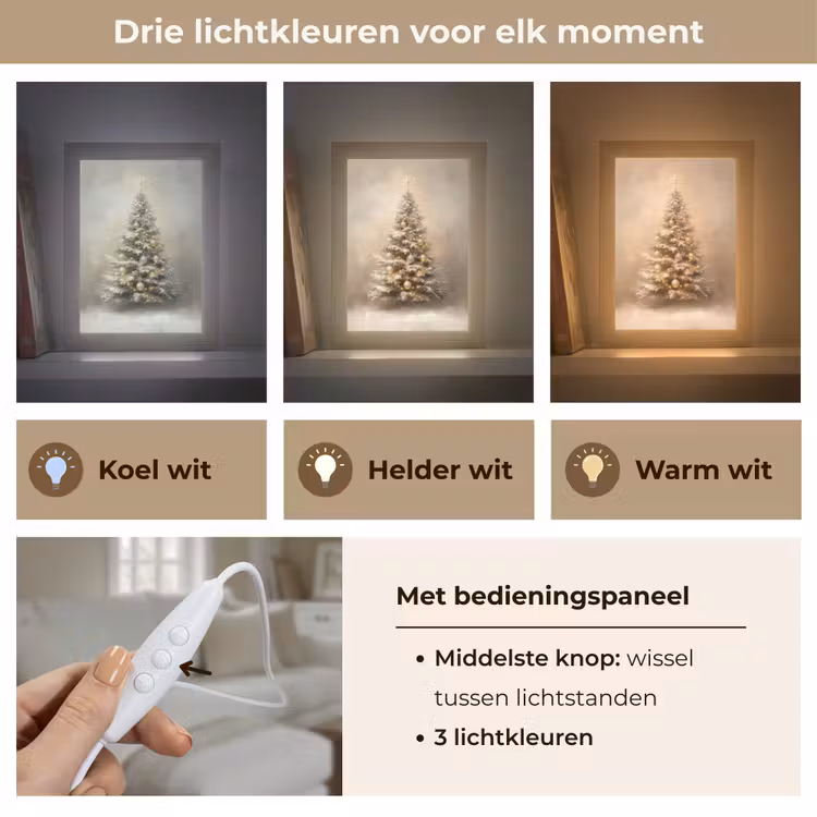 Kerst - kerstboom - Sneeuw - Art Light Box met kabel (Tafellamp) klein -USP_lichtkleurNL