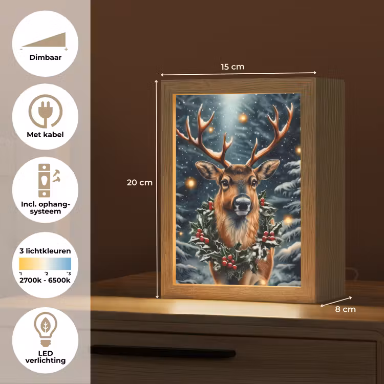 Kerst - Magie - Bos - Kleurrijk Light Box met kabel (Tafellamp) klein -USP_NL