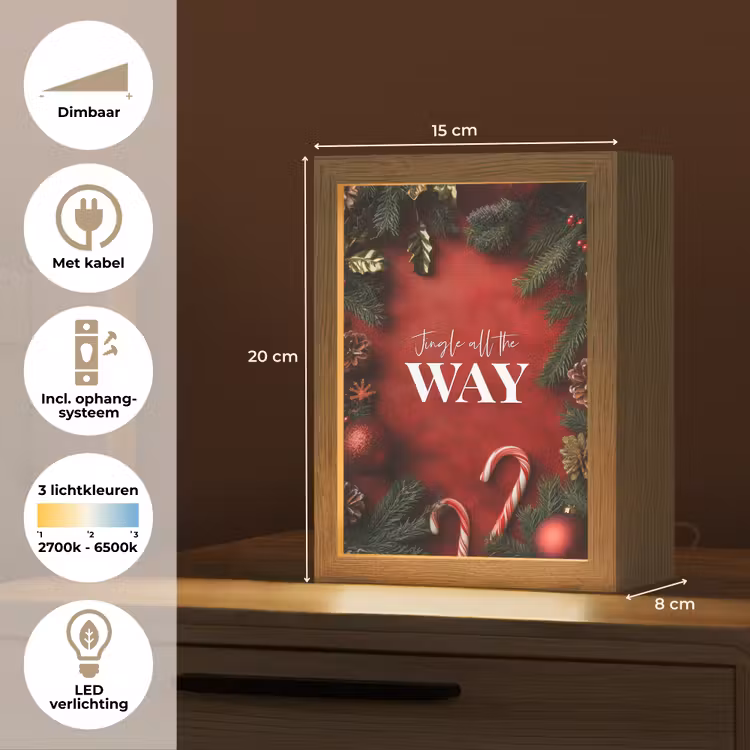 Kerst - Quote - Rood - Kerstballen Light Box met kabel (Tafellamp) klein -USP_NL