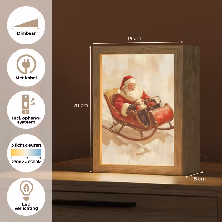 Kerst - Slee - Kerstman Light Box met kabel (Tafellamp) klein -USP_NL