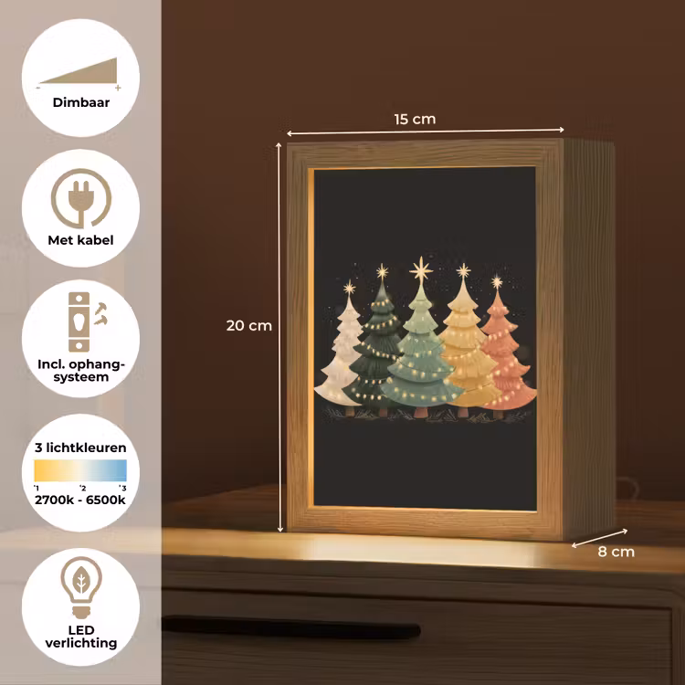 Kerstbomen - Kleurrijk - Lichtjes - Ster Light Box met kabel (Tafellamp) klein -USP_NL