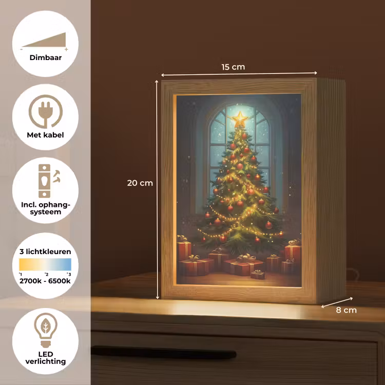 Kerstboom - Cadeau - Kerst - Winter Light Box met kabel (Tafellamp) klein -USP_NL