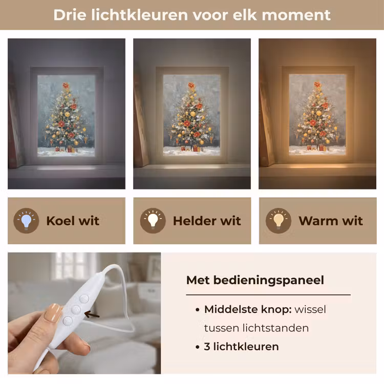 Kerstboom - Cadeaus - Rood - Goud Light Box met kabel (Tafellamp) klein -USP_lichtkleurNL