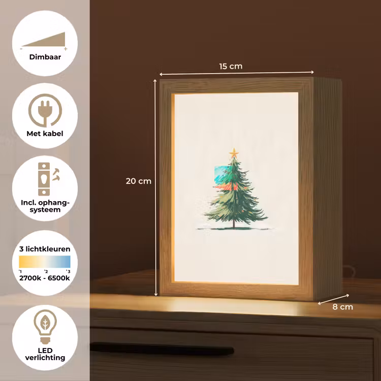 Kerstboom - Illustratie - Ster - Sneeuw Light Box met kabel (Tafellamp) klein -USP_NL