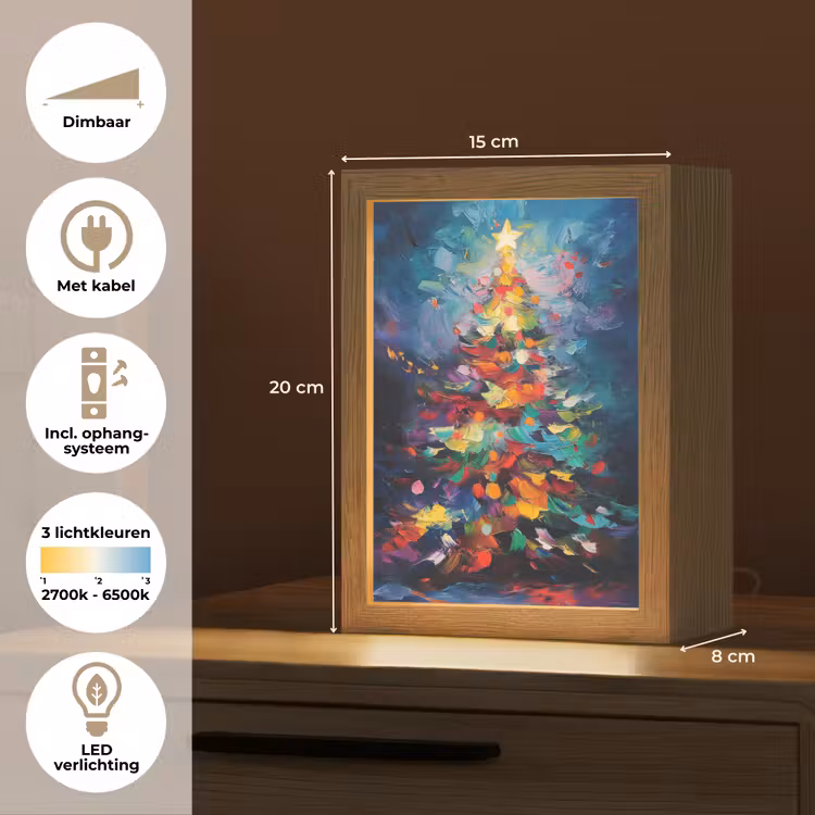 Kerstboom - Kerst - Abstract - Kleurrijk Light Box met kabel (Tafellamp) klein -USP_NL