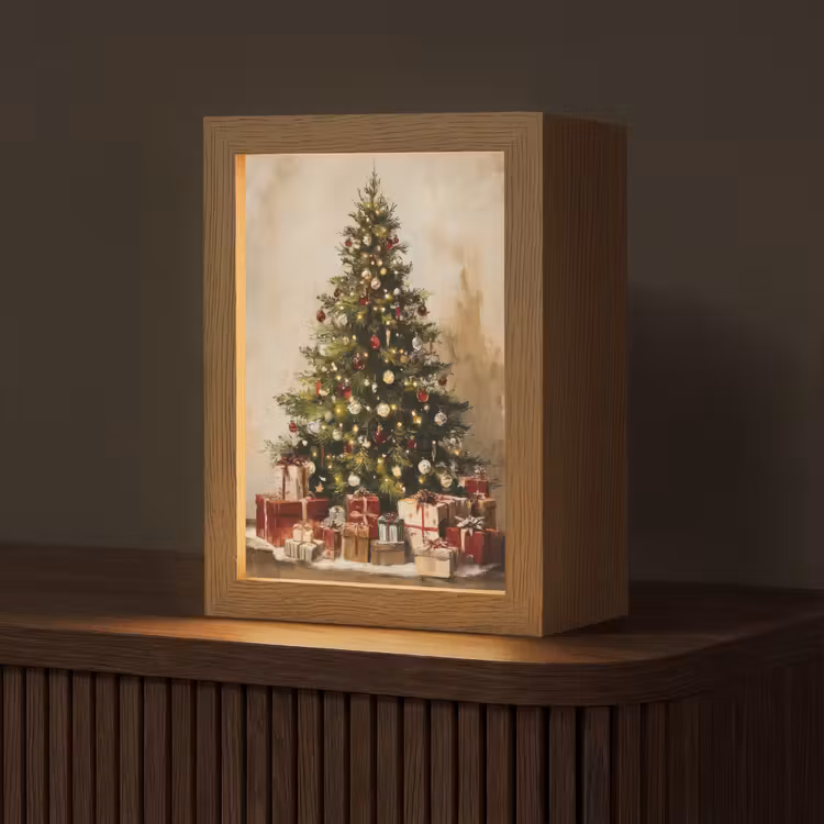 Kerstboom - Versierd - Kleurrijk Light Box met kabel (Tafellamp) klein -z3d_website
