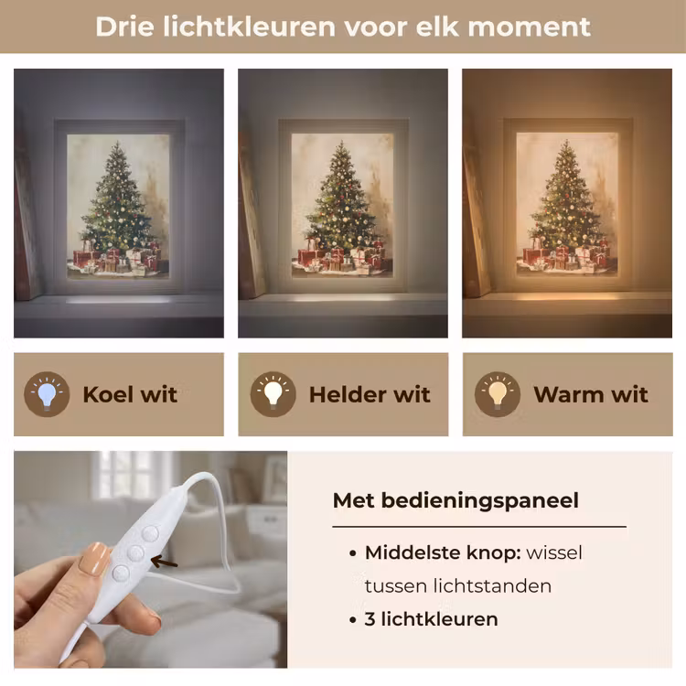 Kerstboom - Versierd - Kleurrijk Light Box met kabel (Tafellamp) klein -USP_lichtkleurNL