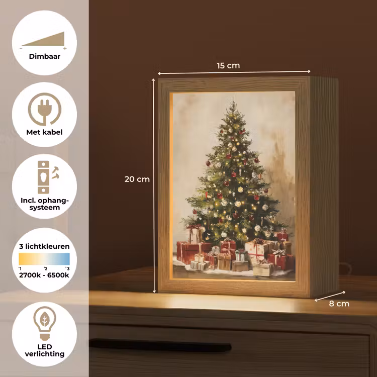 Kerstboom - Versierd - Kleurrijk Light Box met kabel (Tafellamp) klein -USP_NL
