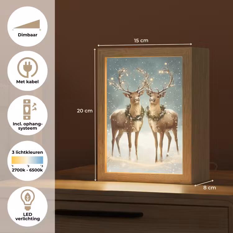 Kerstmagie - Winterwoud - Rendier Light Box met kabel (Tafellamp) klein -USP_NL