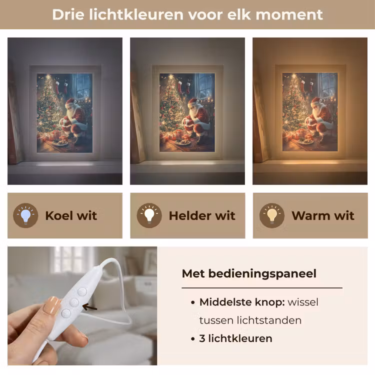 Kerstman - Haard - Donker Light Box met kabel (Tafellamp) klein -USP_lichtkleurNL