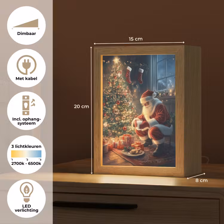 Kerstman - Haard - Donker Light Box met kabel (Tafellamp) klein -USP_NL