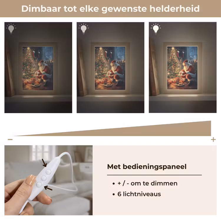 Kerstman - Haard - Donker Light Box met kabel (Tafellamp) klein -USP_dimbaarNL