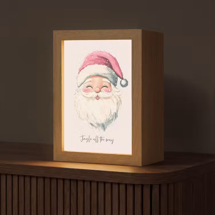 Kerstman - Kerst - Quote - Beige Light Box met kabel (Tafellamp) klein -z3d_website