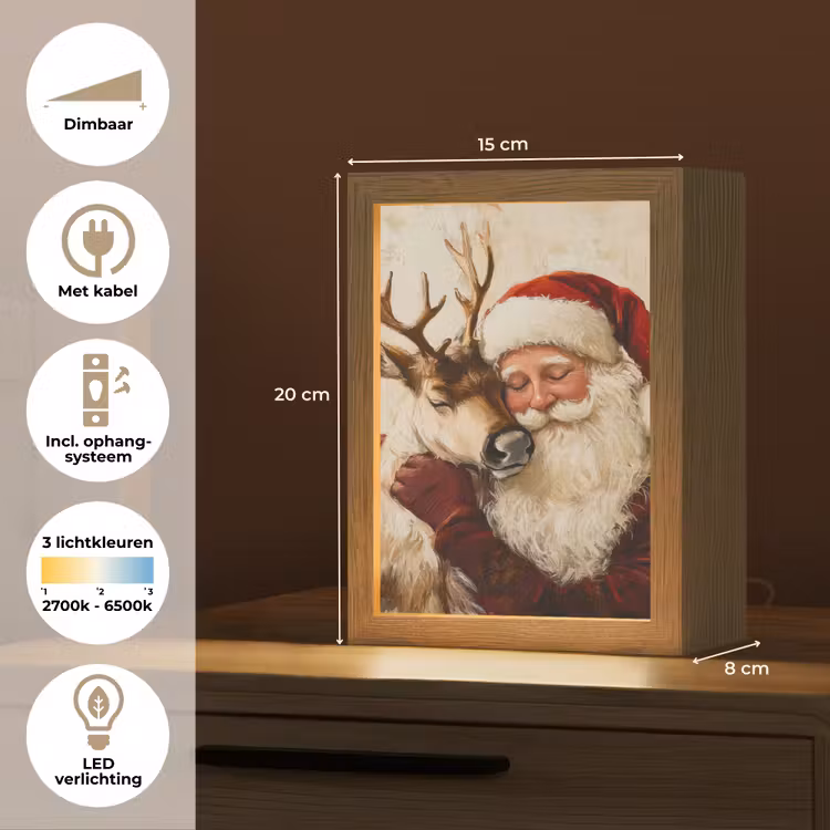 Kerstman - Rendier - Kerst - Christmas Light Box met kabel (Tafellamp) klein -USP_NL