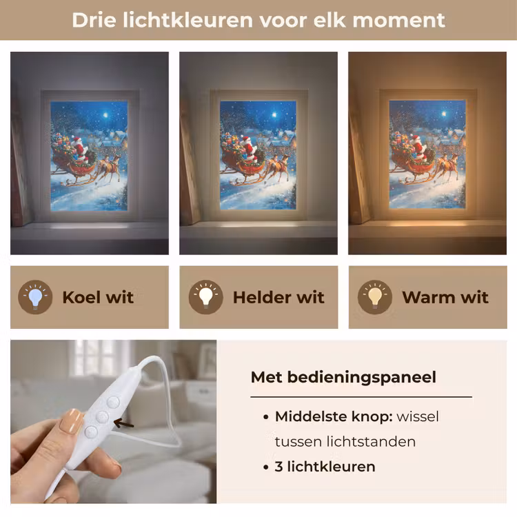 Kerstman - Rendier - Kerst - Sneeuw Light Box met kabel (Tafellamp) klein -USP_lichtkleurNL