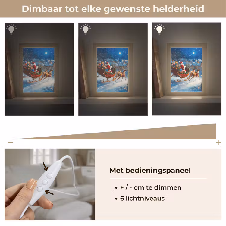 Kerstman - Rendier - Kerst - Sneeuw Light Box met kabel (Tafellamp) klein -USP_dimbaarNL