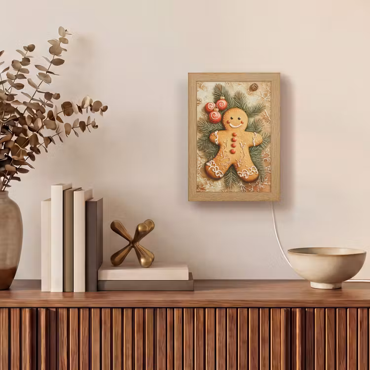 Kerstmis - Koekje - Poppetje - Speculaas Light Box met kabel (Tafellamp) klein -sfeer2