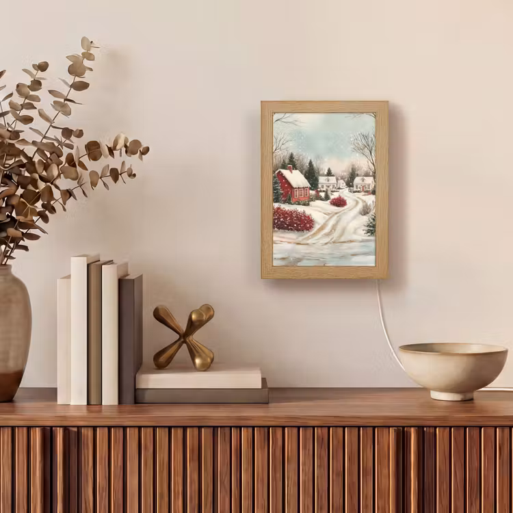 Kerstsfeer - Landelijk - Rood Light Box met kabel (Tafellamp) klein -sfeer2