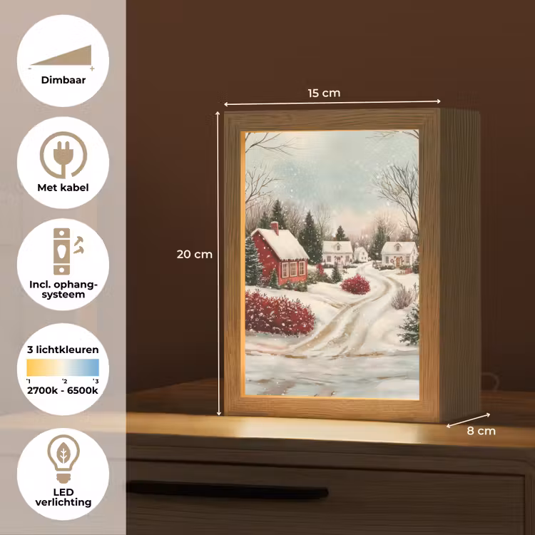 Kerstsfeer - Landelijk - Rood Light Box met kabel (Tafellamp) klein -USP_NL