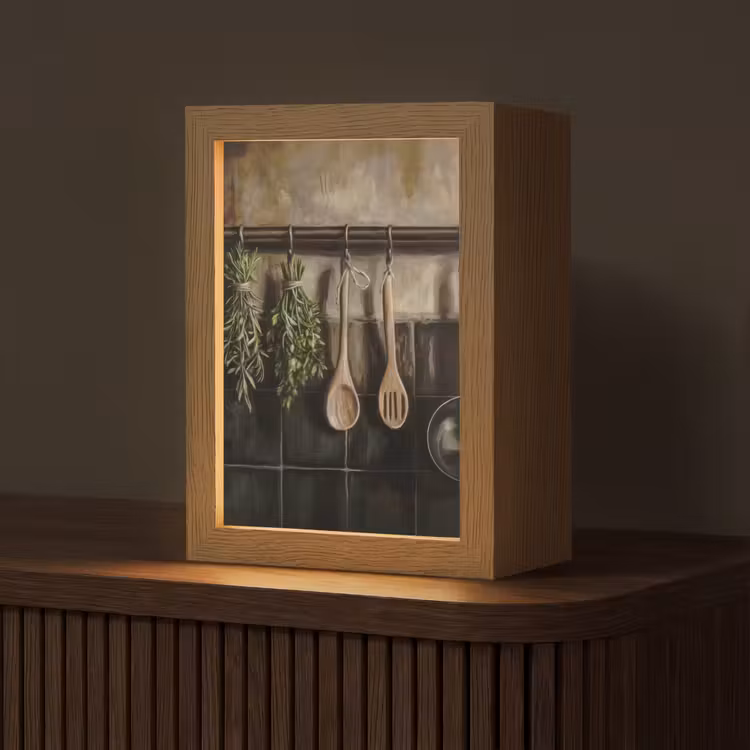 Keukengerei - Rustiek - Tegels - Kruiden Light Box met kabel (Tafellamp) klein -z3d_website