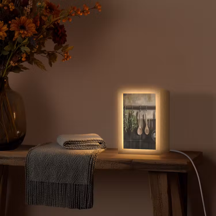Keukengerei - Rustiek - Tegels - Kruiden Light Box met kabel (Tafellamp) klein -sfeer4