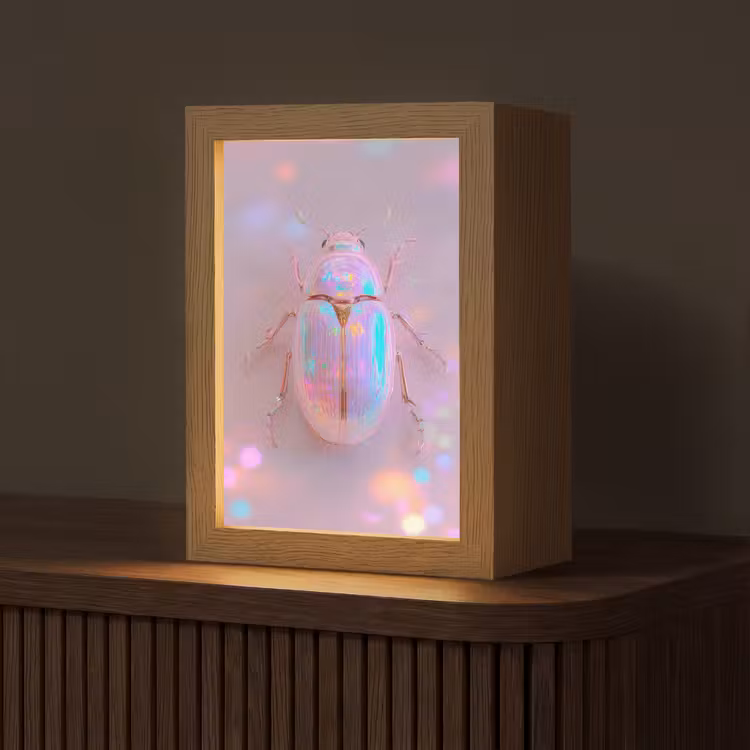 Kever - Metallic - Lichteffect - Roze Light Box met kabel (Tafellamp) klein -z3d_website