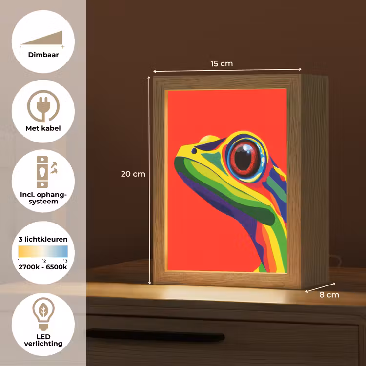 Kikker - Kleurrijk - Strepen - Ogen Light Box met kabel (Tafellamp) klein -USP_NL
