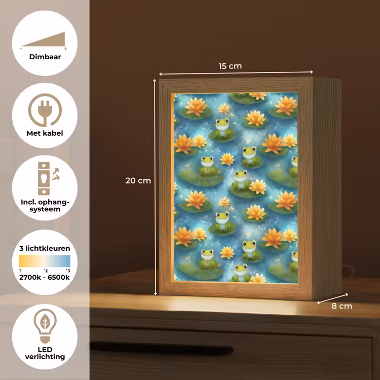 Kikker - Lelies - Groen Light Box met kabel (Tafellamp) klein 925 -USP_NL