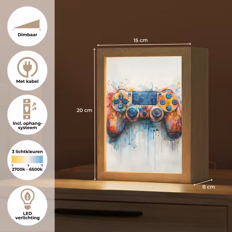 Kinder- en tiener kamer - Gaming - Game controller Light Box met kabel (Tafellamp) klein -USP_NL