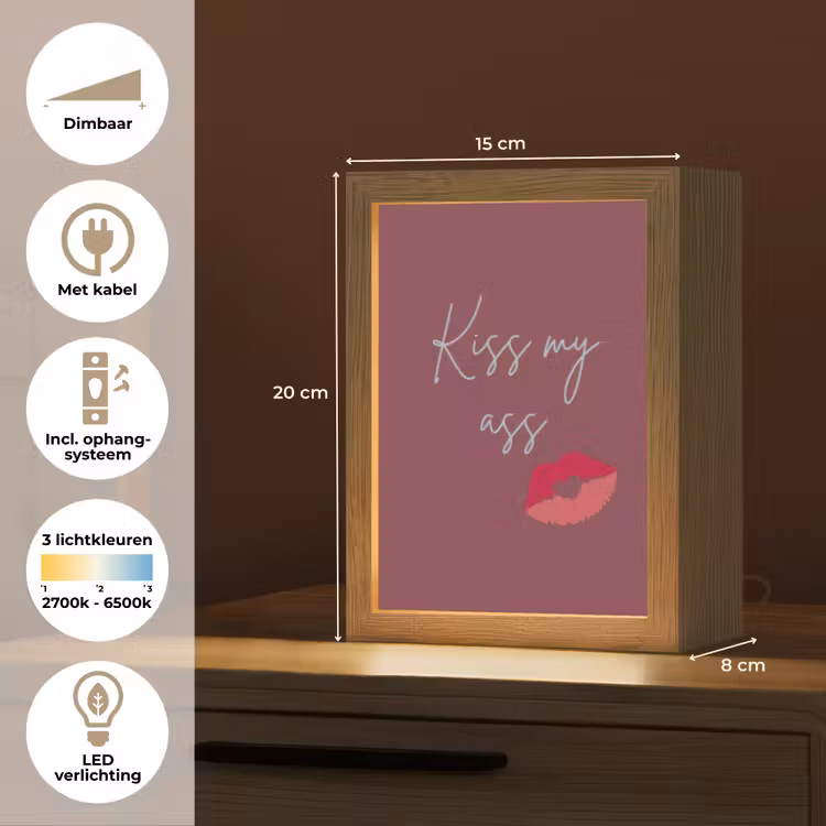 Kiss my ass - Lip - Bordeaux Light Box met kabel (Tafellamp) klein -USP_NL