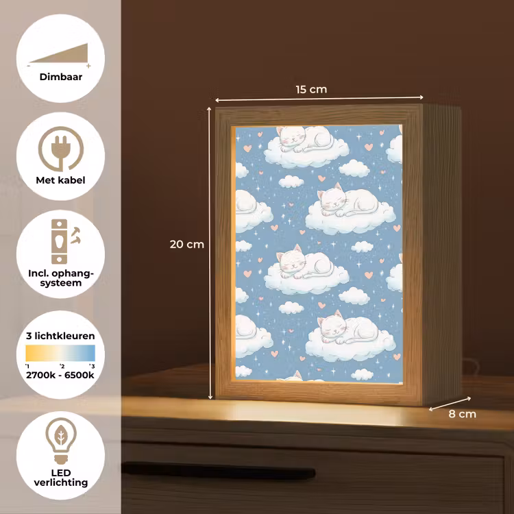 Kitten - Wolken - Blauw Light Box met kabel (Tafellamp) klein 925 -USP_NL
