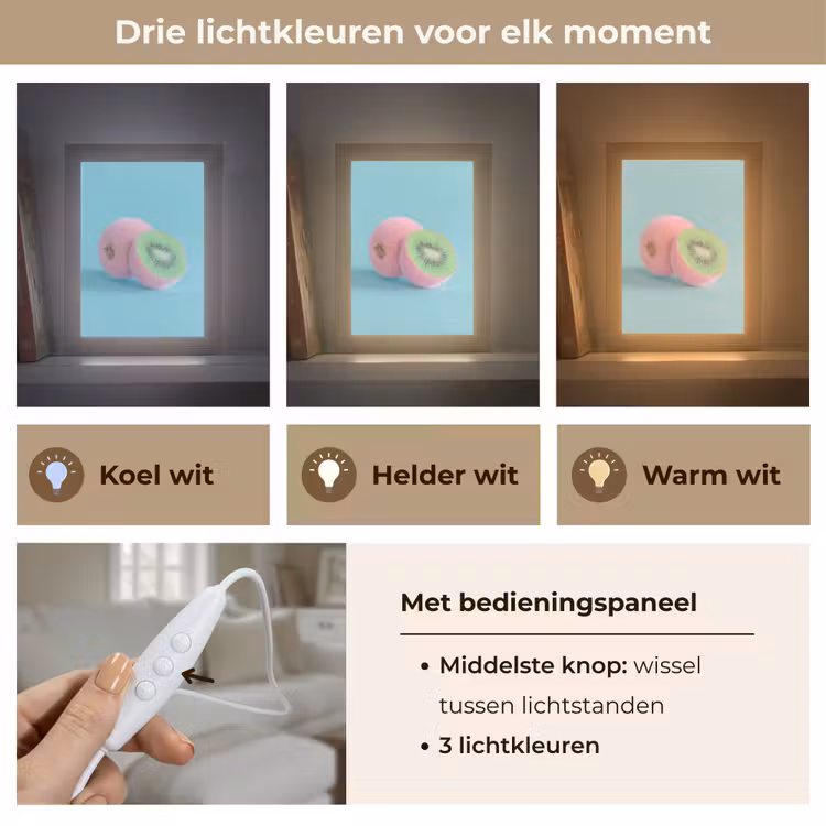 Kiwi - Blauw - Surrealistisch Light Box met kabel (Tafellamp) klein -USP_lichtkleurNL
