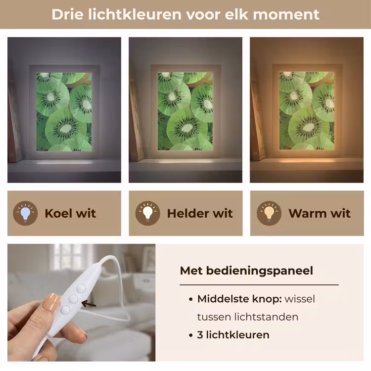 Kiwi - Groen - Pitten Light Box met kabel (Tafellamp) klein -USP_lichtkleurNL