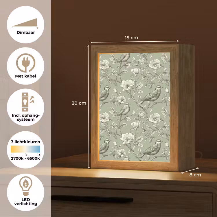 Klassiek - Botanisch - Groen Light Box met kabel (Tafellamp) klein 925 -USP_NL