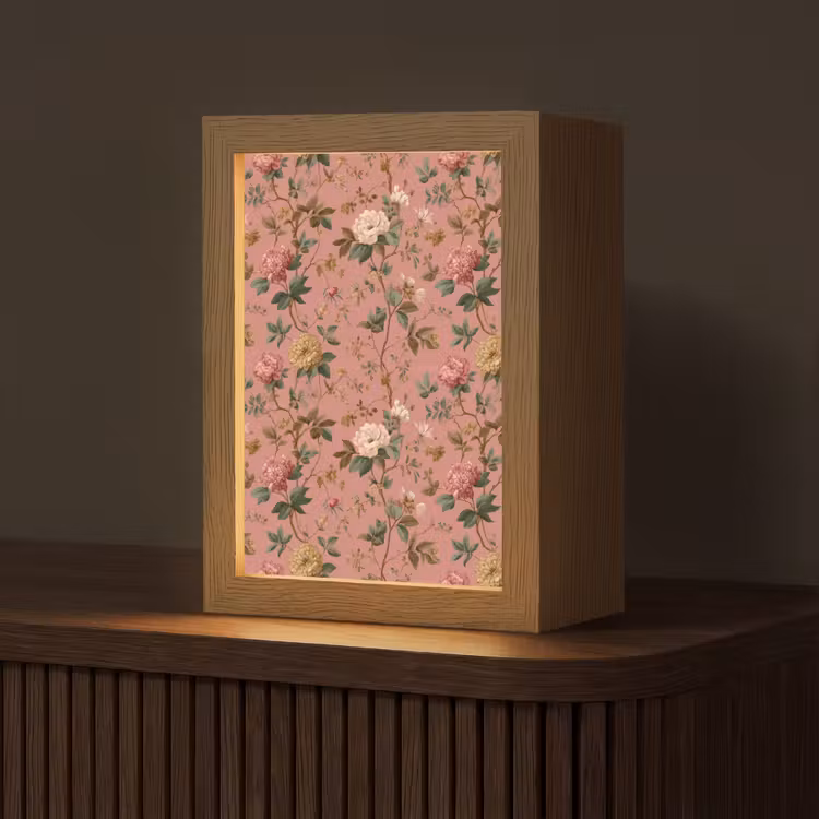 Klassiek - Botanisch - Roze Light Box met kabel (Tafellamp) klein 925 -z3d_website