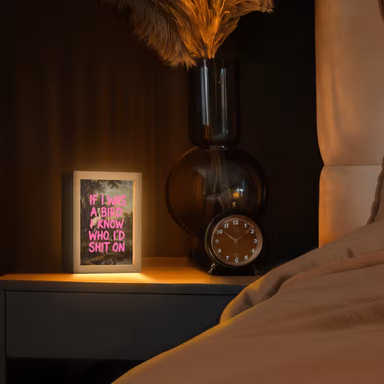 Klassiek - Humor - Roze Light Box met kabel (Tafellamp) klein -sfeer1