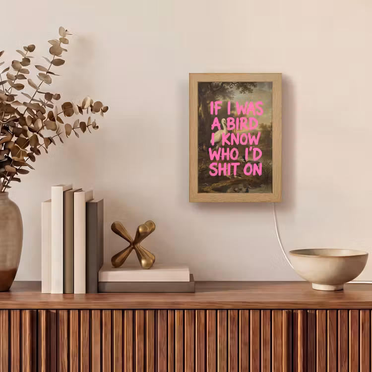 Klassiek - Humor - Roze Light Box met kabel (Tafellamp) klein -sfeer2