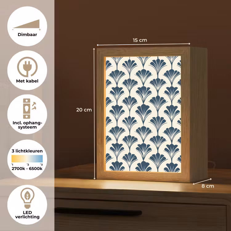 Klassiek - Motief - Blauw Light Box met kabel (Tafellamp) klein 925 -USP_NL