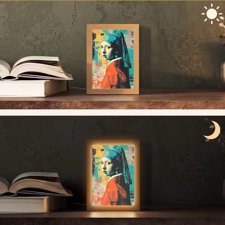 Klassiek - Pareloorbel - Streetartstijl - Kleurrijk Light Box met kabel (Tafellamp) klein -sfeer3