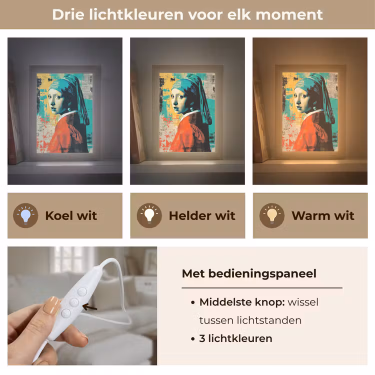 Klassiek - Pareloorbel - Streetartstijl - Kleurrijk Light Box met kabel (Tafellamp) klein -USP_lichtkleurNL