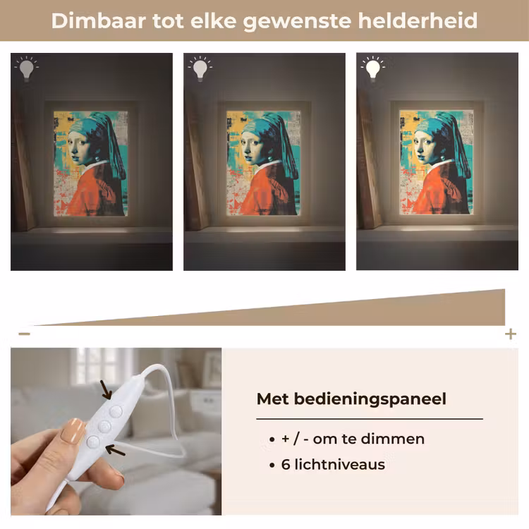 Klassiek - Pareloorbel - Streetartstijl - Kleurrijk Light Box met kabel (Tafellamp) klein -USP_dimbaarNL