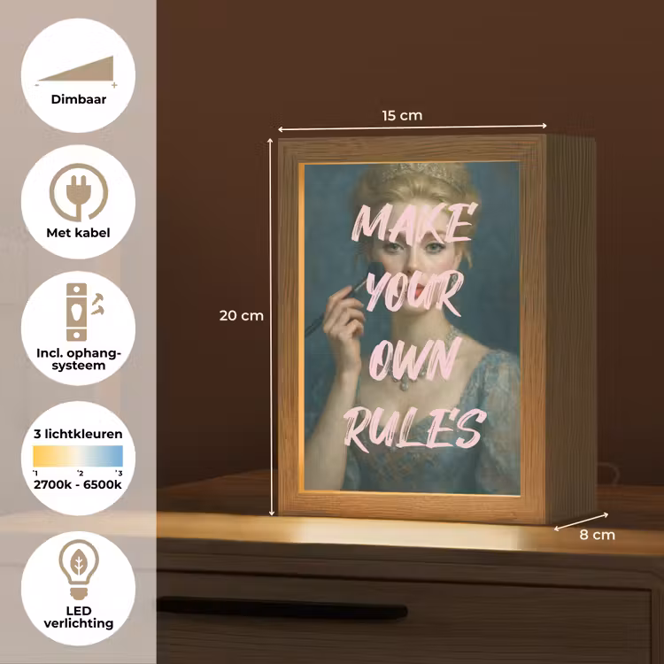 Klassiek - Sierlijk - Roze Light Box met kabel (Tafellamp) klein -USP_NL
