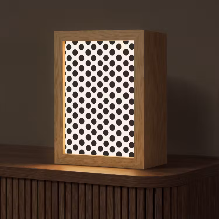 Klassiek - Stippen - Zwart Light Box met kabel (Tafellamp) klein 925 -z3d_website