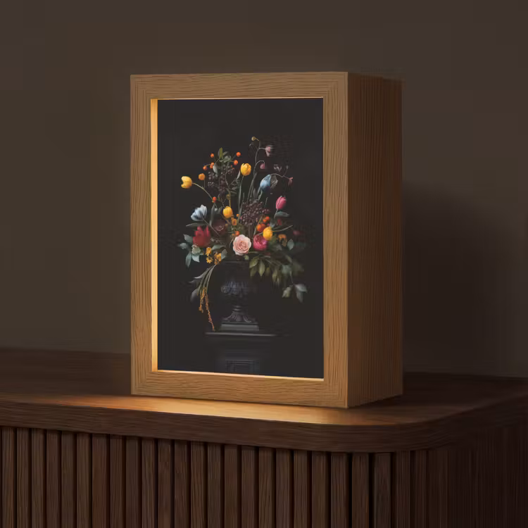 Klassiek - Vaas - Boeket - Bloemen Light Box met kabel (Tafellamp) klein -z3d_website
