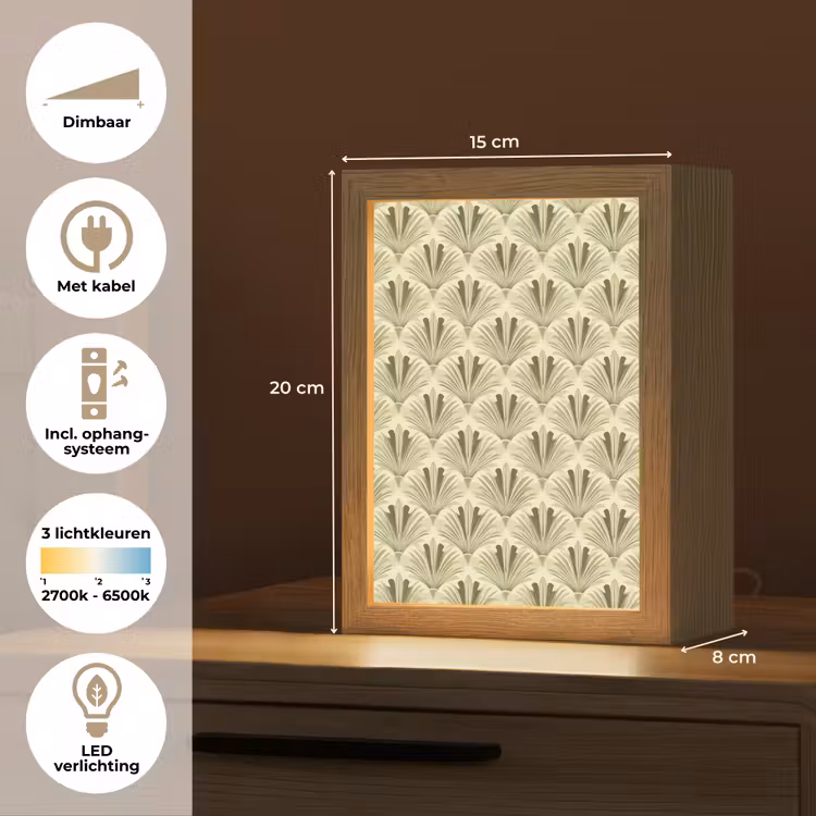 Klassiek - Waaier - Groen Light Box met kabel (Tafellamp) klein 925 -USP_NL
