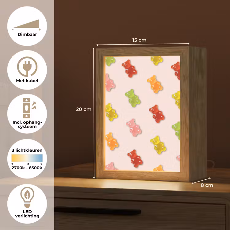 Kleur - Snoep - Roze Light Box met kabel (Tafellamp) klein -USP_NL