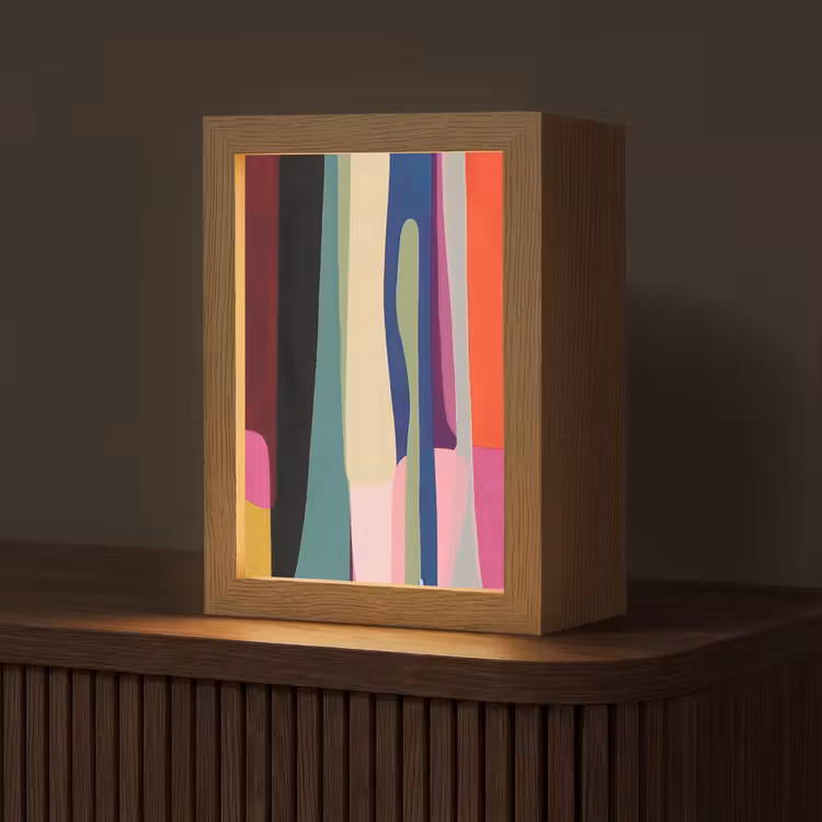 Kleurbanen - Verticaal - Kleurrijk Light Box met kabel (Tafellamp) klein -z3d_website