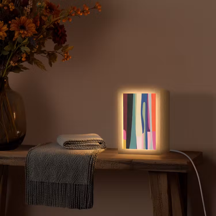 Kleurbanen - Verticaal - Kleurrijk Light Box met kabel (Tafellamp) klein -sfeer4