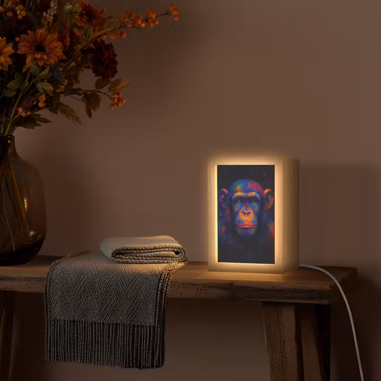 Kleurrijk - Aap - Abstract Light Box met kabel (Tafellamp) klein -sfeer4