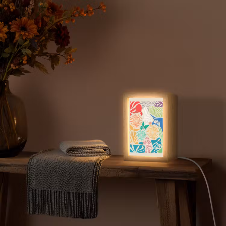 Kleurrijk - Abstract - Bloemen - Patronen Light Box met kabel (Tafellamp) klein -sfeer4